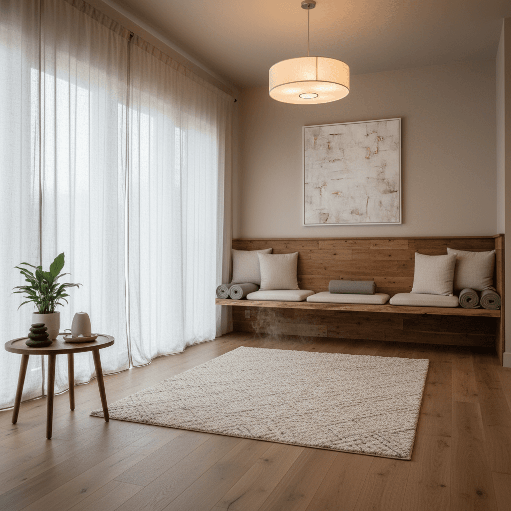 Serene studio interior with neutral decor