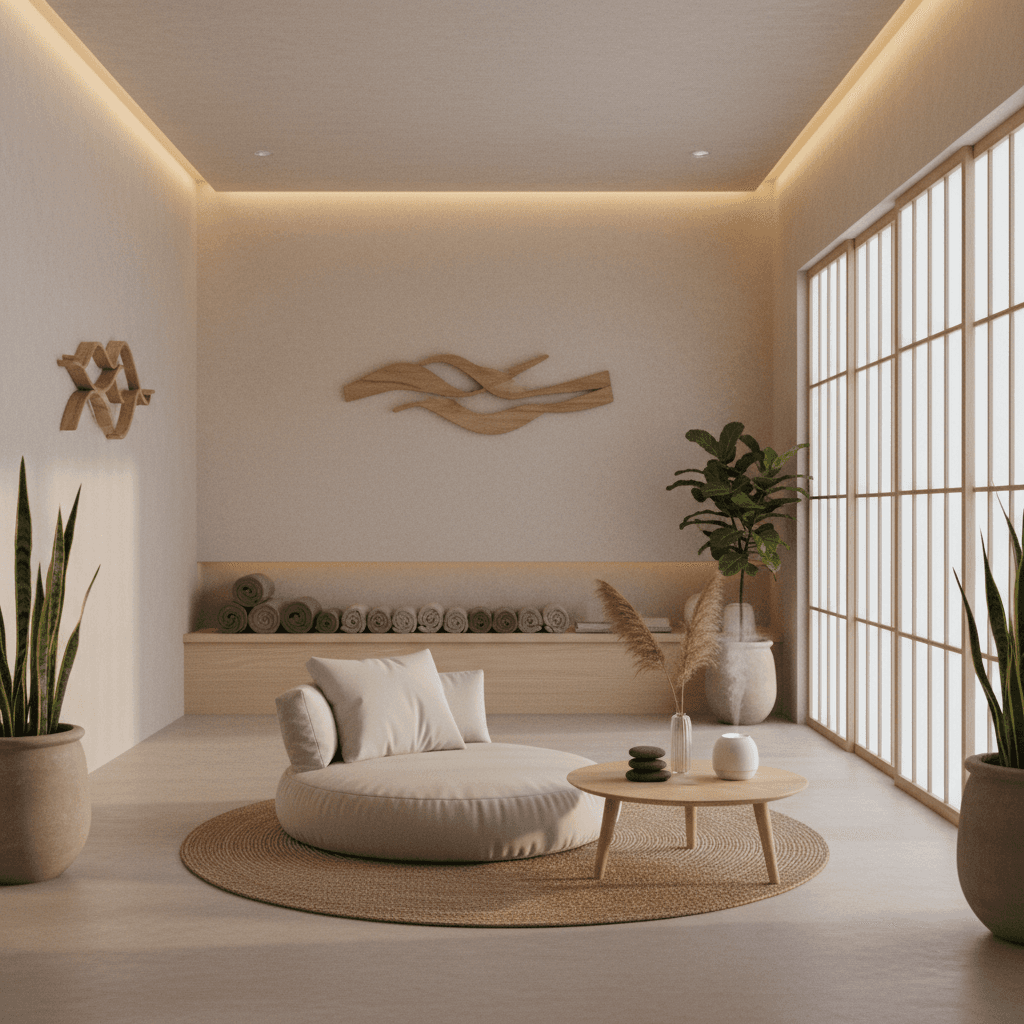 Tranquil wellness studio environment