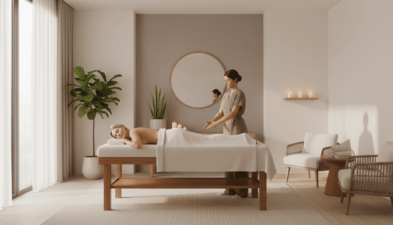 Relaxing massage room environment